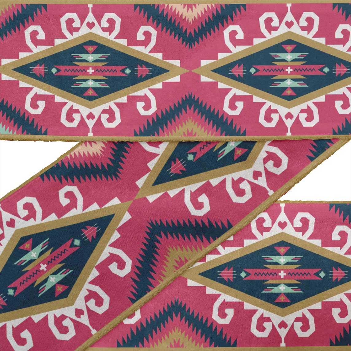 9-Yard Dupion Fabric Laces with Pink Aztec & Ikat Kilim Print - 2-Inch Ribbon Trim for Sewing, Crafts, and DIY Accessories | Perfect for Home Decor, Fashion Projects, and Gift Wrapping