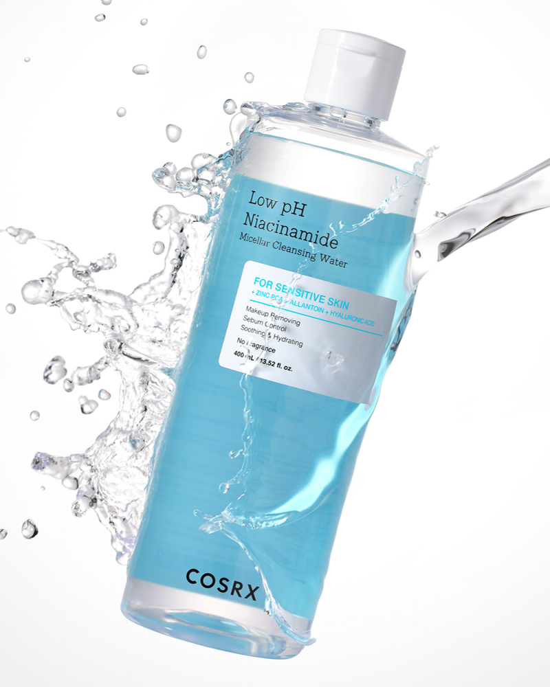 COSRX Low pH Niacinamide Micellar Cleansing Water - Gentle Face Wash for Sensitive Skin, Oil-Free Makeup Remover & Pore Cleanser - Perfect for Daily Skincare Routine & Travel