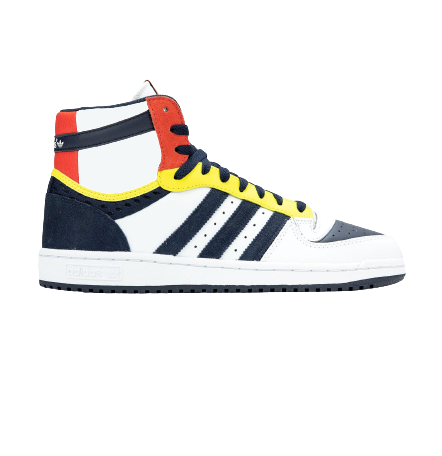 Adidas Men's Top Ten RB Hi Basketball Shoes - White, Navy, Red & Yellow - Retro High-Top Sneakers for Streetwear & Casual Outfits