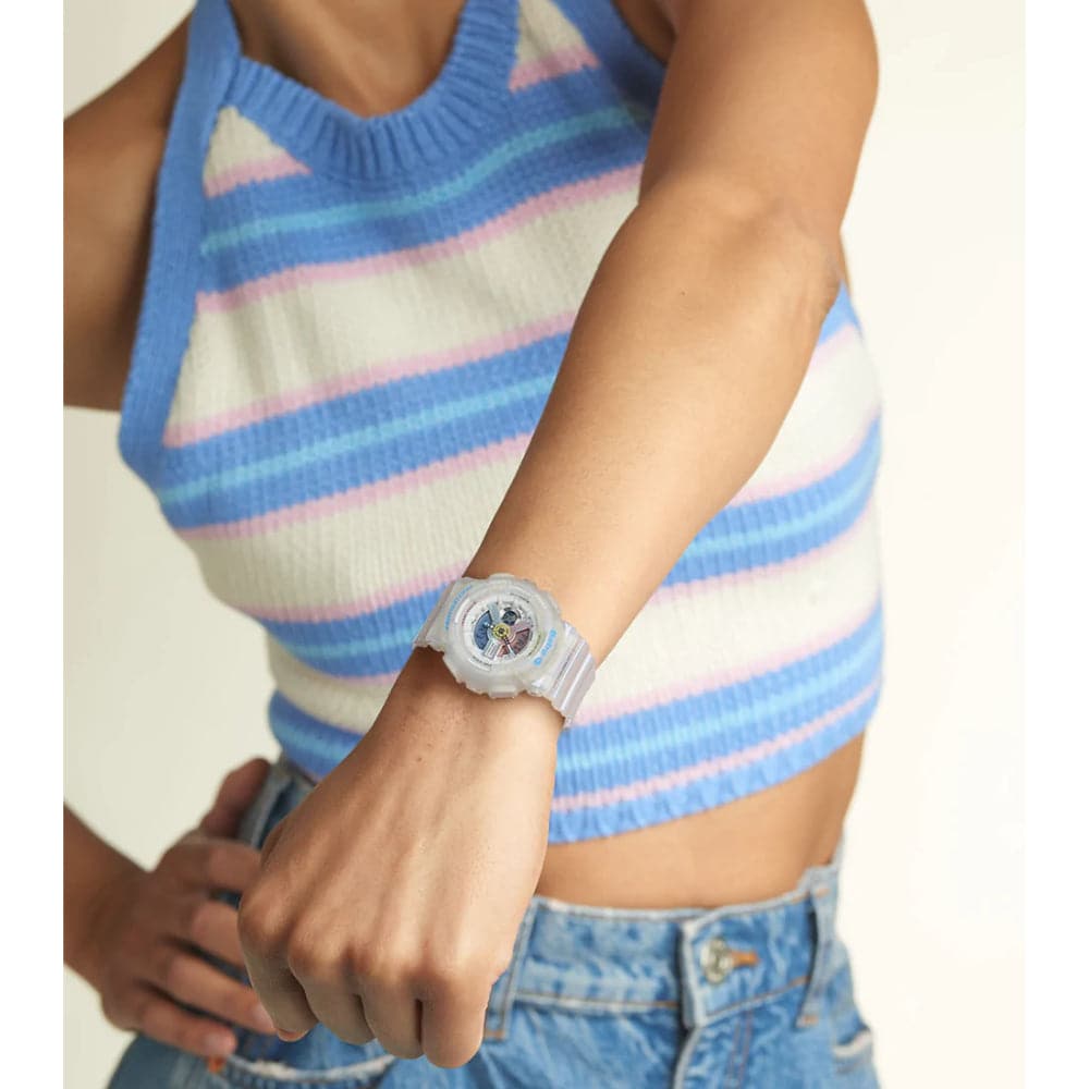 CASIO BABY-G BA-110PL-7A2DR Women's Digital Sports Watch with White Resin Band - Waterproof, Shock Resistant for Running, Swimming & Outdoor Activities