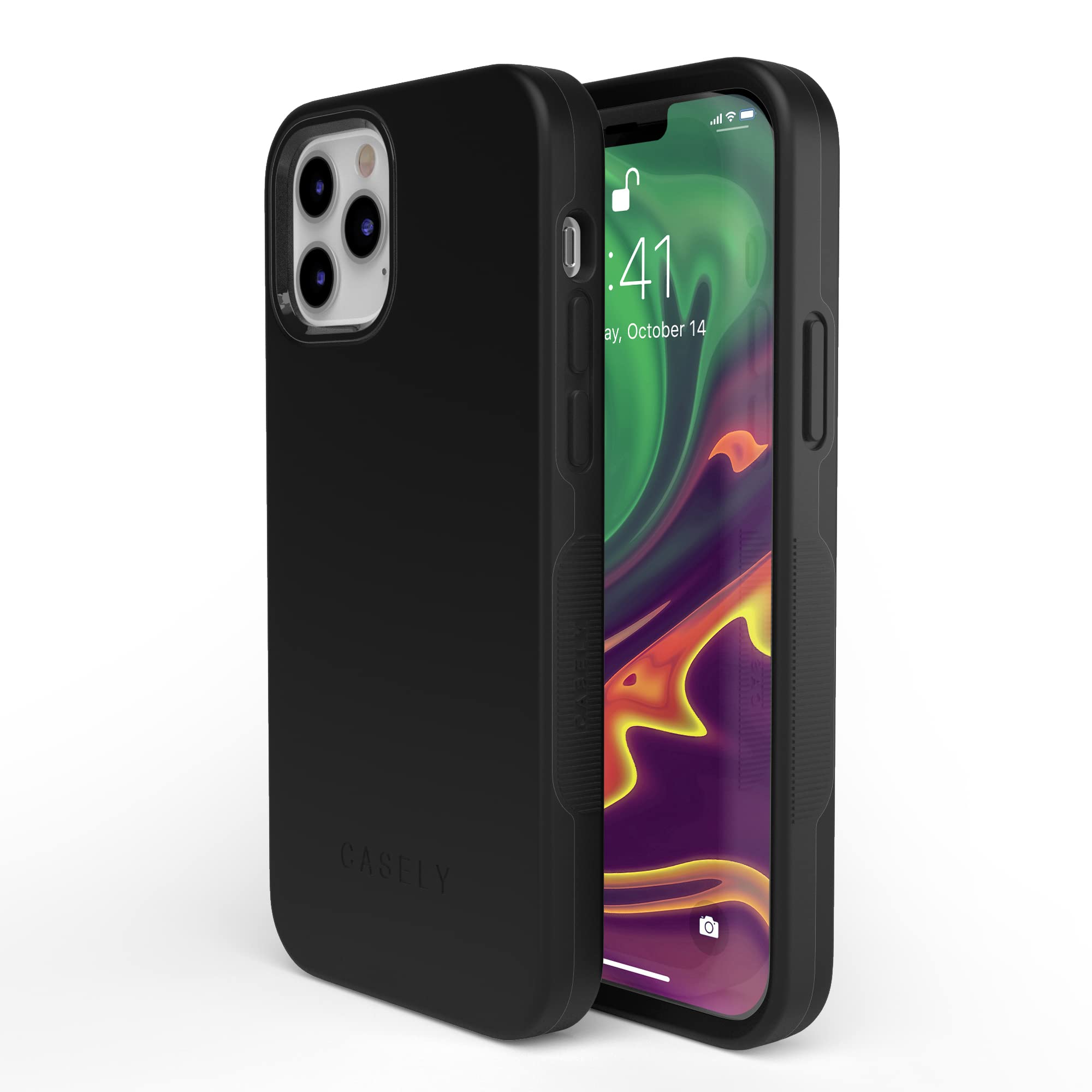 Casely iPhone 12/12 Pro Case - Slim Black Protective Cover with 360° Full-Body Protection, Precise Cutouts & 1mm Raised Camera Lip | Shockproof & Scratch Resistant | Perfect for Everyday Use, Travel & Outdoor Activities