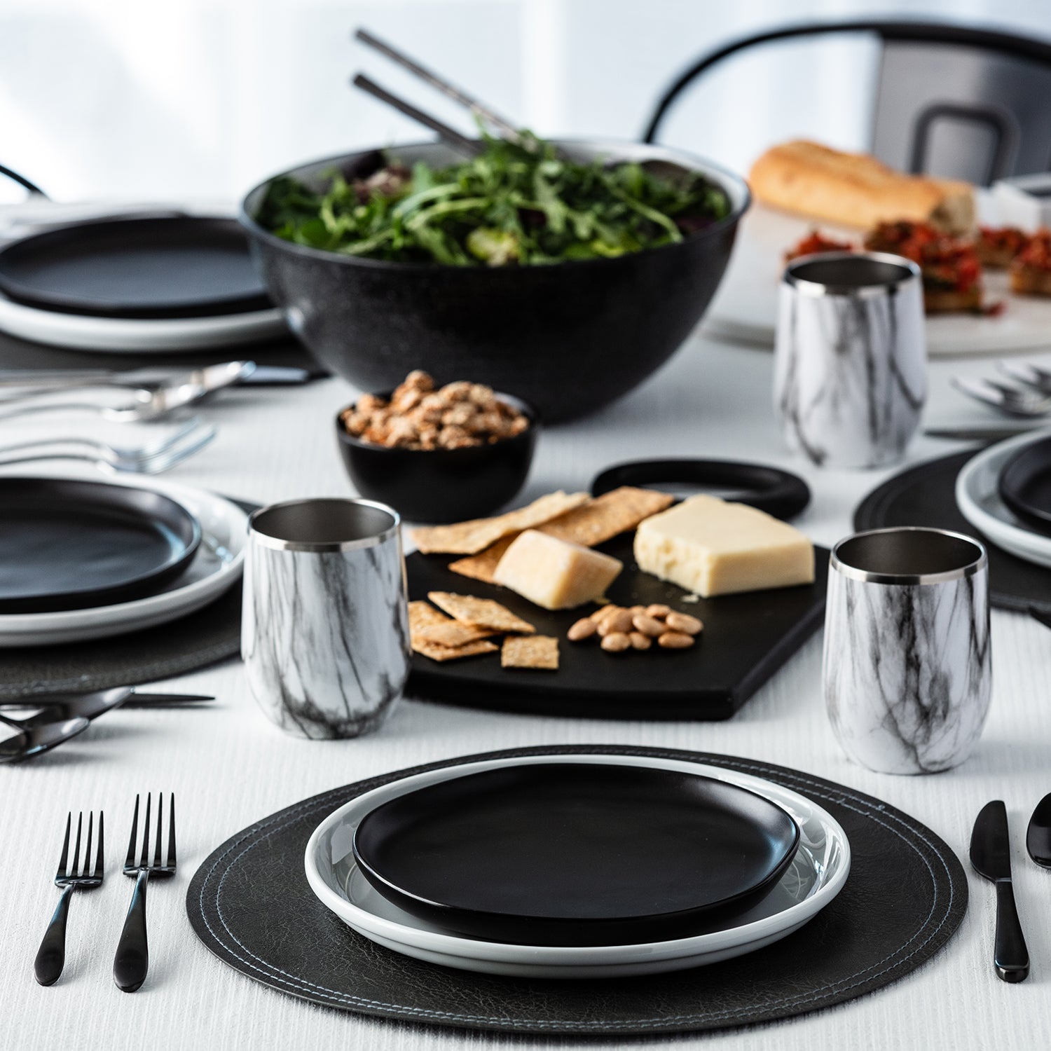 Poet Black Satin 20-Piece Flatware Set - Elegant Stainless Steel Cutlery Set for Dining, Kitchen, and Entertaining - Perfect for Dinner Parties, Weddings, and Everyday Use