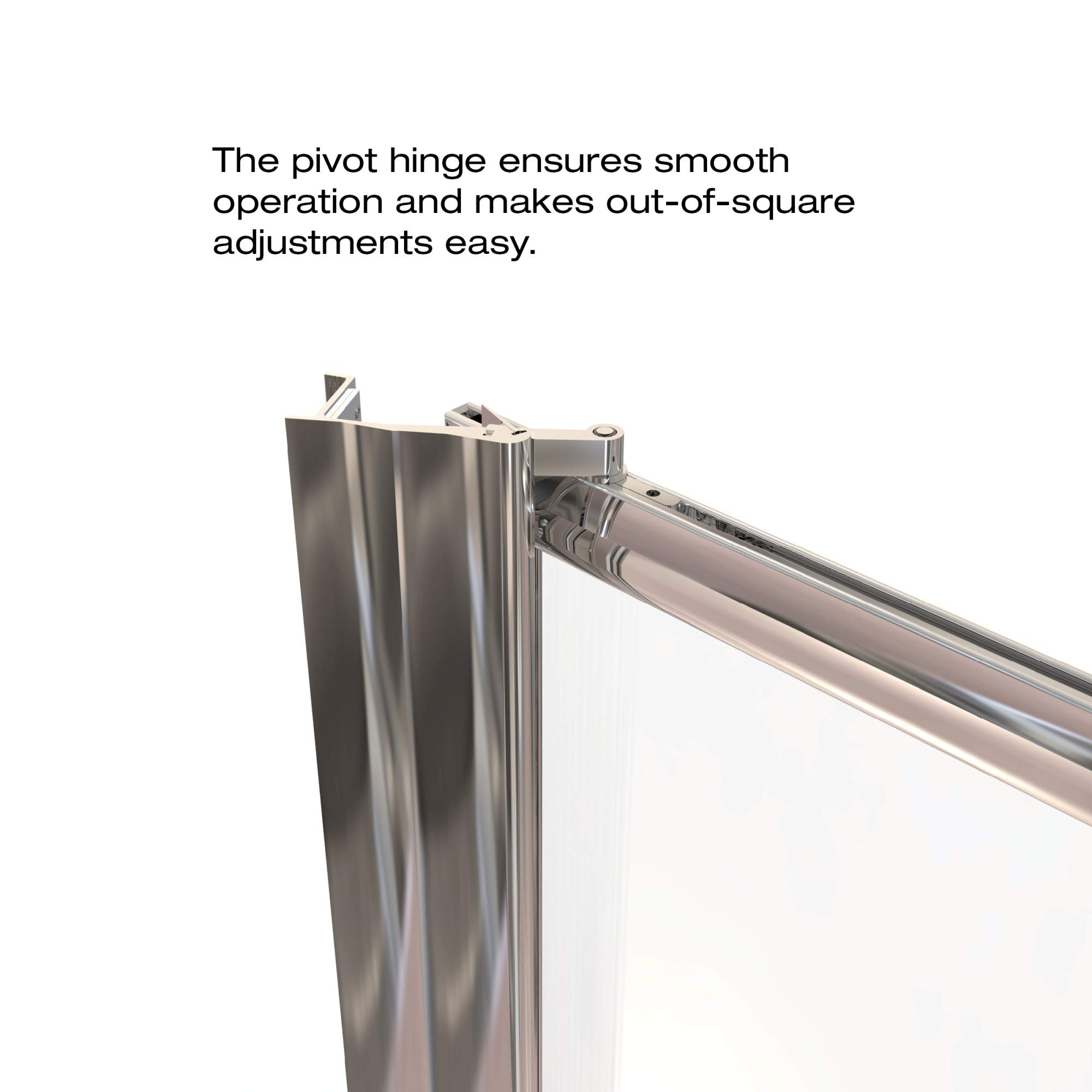 Basco Deluxe 35.125-36.875 Inch Frameless Glass Shower Door - Rain Glass Texture with Silver Finish for Modern Bathroom & Spa Style