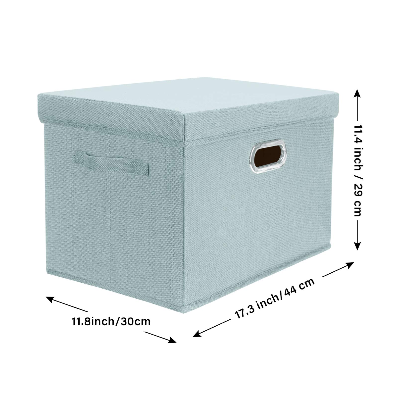 TYEERS Large Collapsible Storage Bins with Lids - 3 Pack Foldable Organizer Boxes for Closet, Clothes, Home & Office Organization - Space Saving Aqua Spring Storage Solutions for Bedroom, Dorm & Nursery