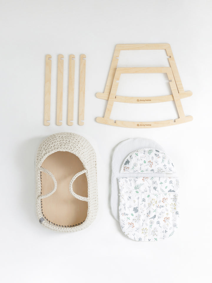 Anzy Home Doll Cradle with Round Hood and Stand - Perfect for Baby Doll Play, Nursery Decor, and Pretend Play for Kids
