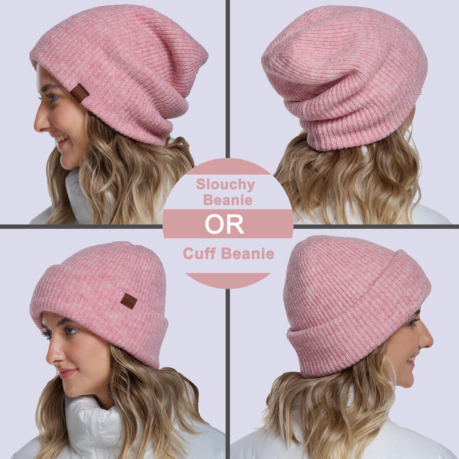 Extra Large Slouchy Winter Hat for Cold Weather - Warm Loose Knit Beanie for Women & Men | Cozy Outdoor Activities, Skiing, Snowboarding & Casual Winter Fashion