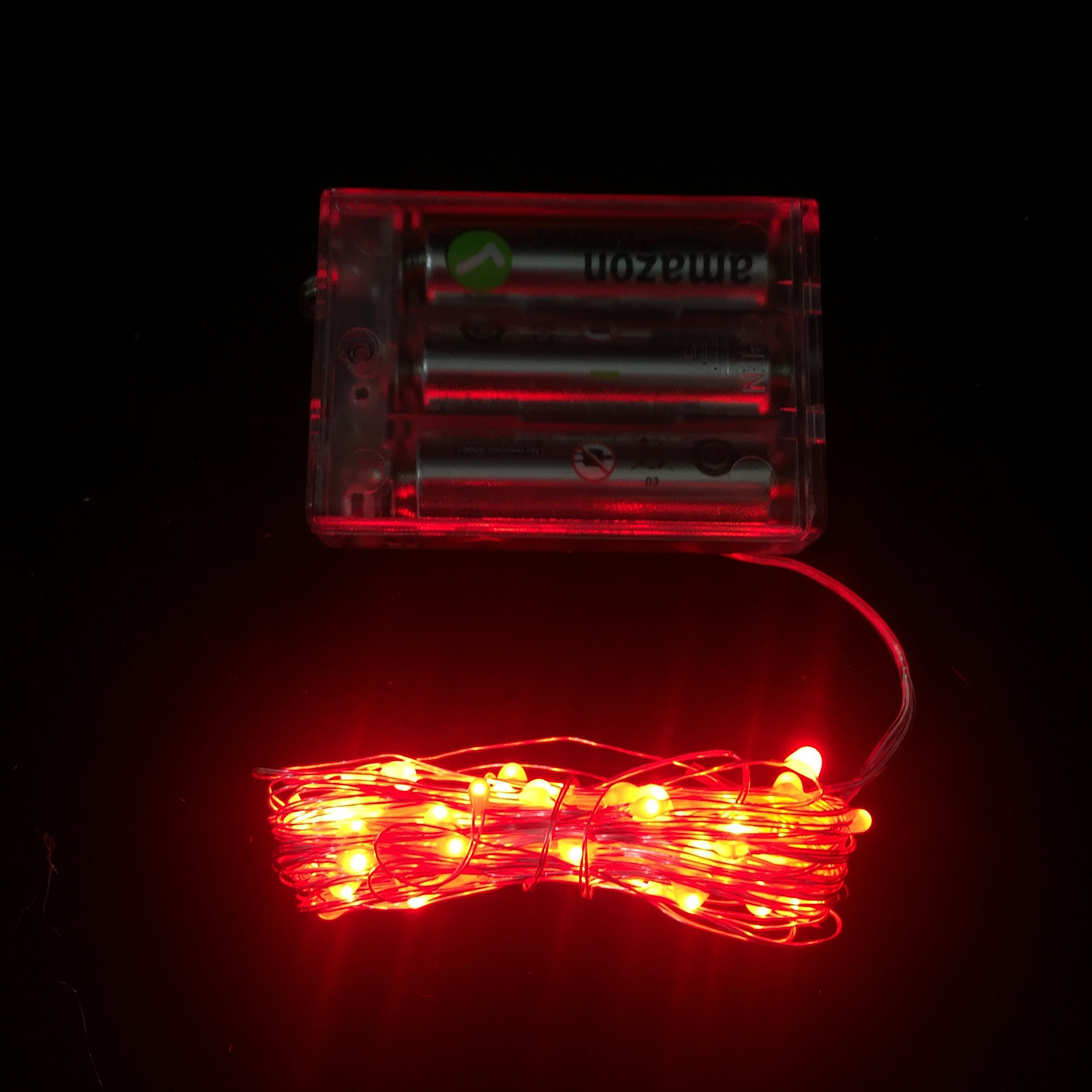 Micro LED Fairy Light String - 3AA Battery Powered Red Christmas Lights for Indoor/Outdoor Decor, Parties, Weddings & Holiday Displays