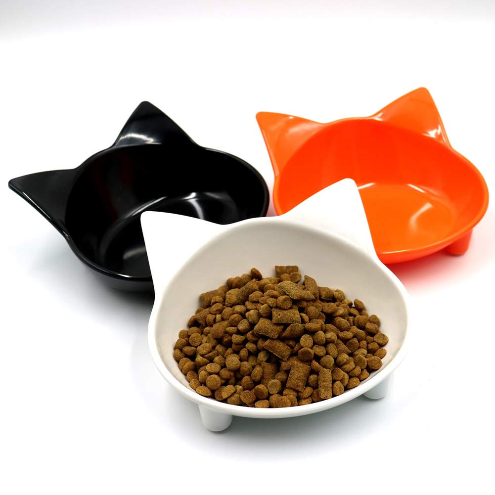 Non-Slip Cat & Dog Food Bowl with Cute Ears Design - Pet Feeding Dish for Kittens & Puppies - Perfect for Home, Travel and Outdoor Use - Black