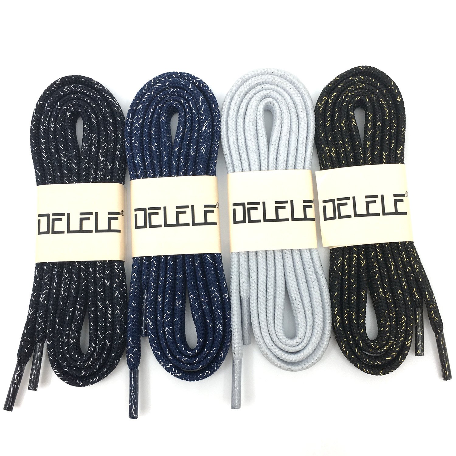 Premium Thick Flat Shoelaces - Gold & Silver Silk Woven Shoe Laces (2 Pairs) for Dress Shoes, Loafers & Formal Footwear - Durable & Stylish Lace Replacement