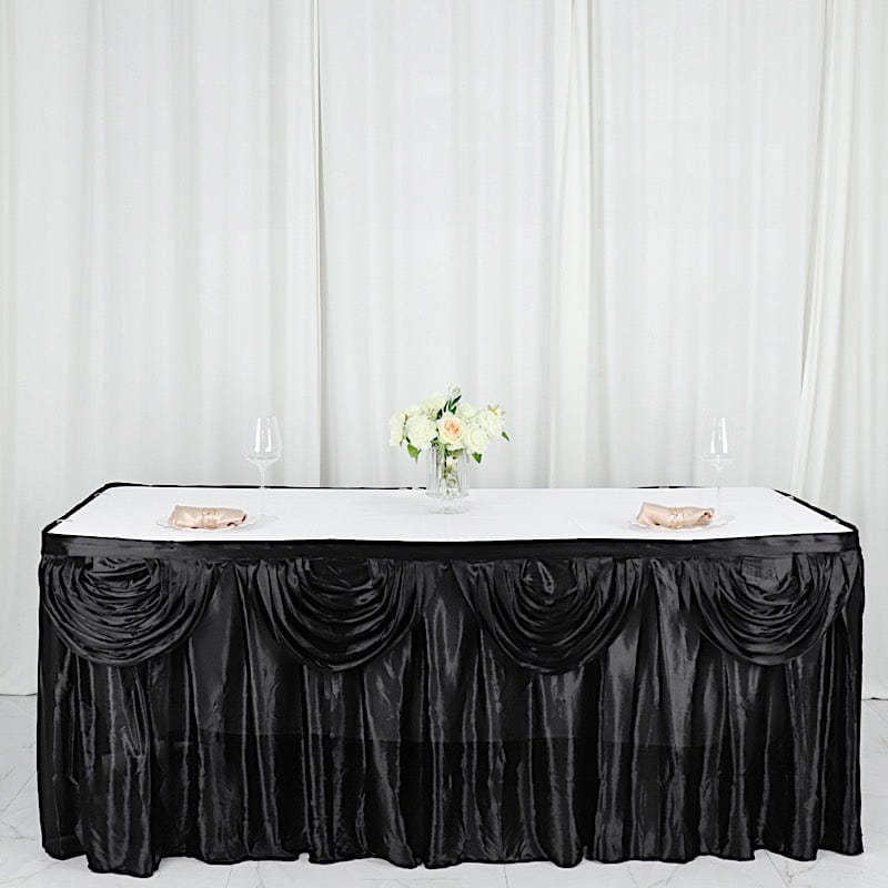 Elegant Satin Table Skirt - Classic Drape Tablecloth for Wedding, Banquet & Party Decor - Perfect for Formal Events & Home Decorations