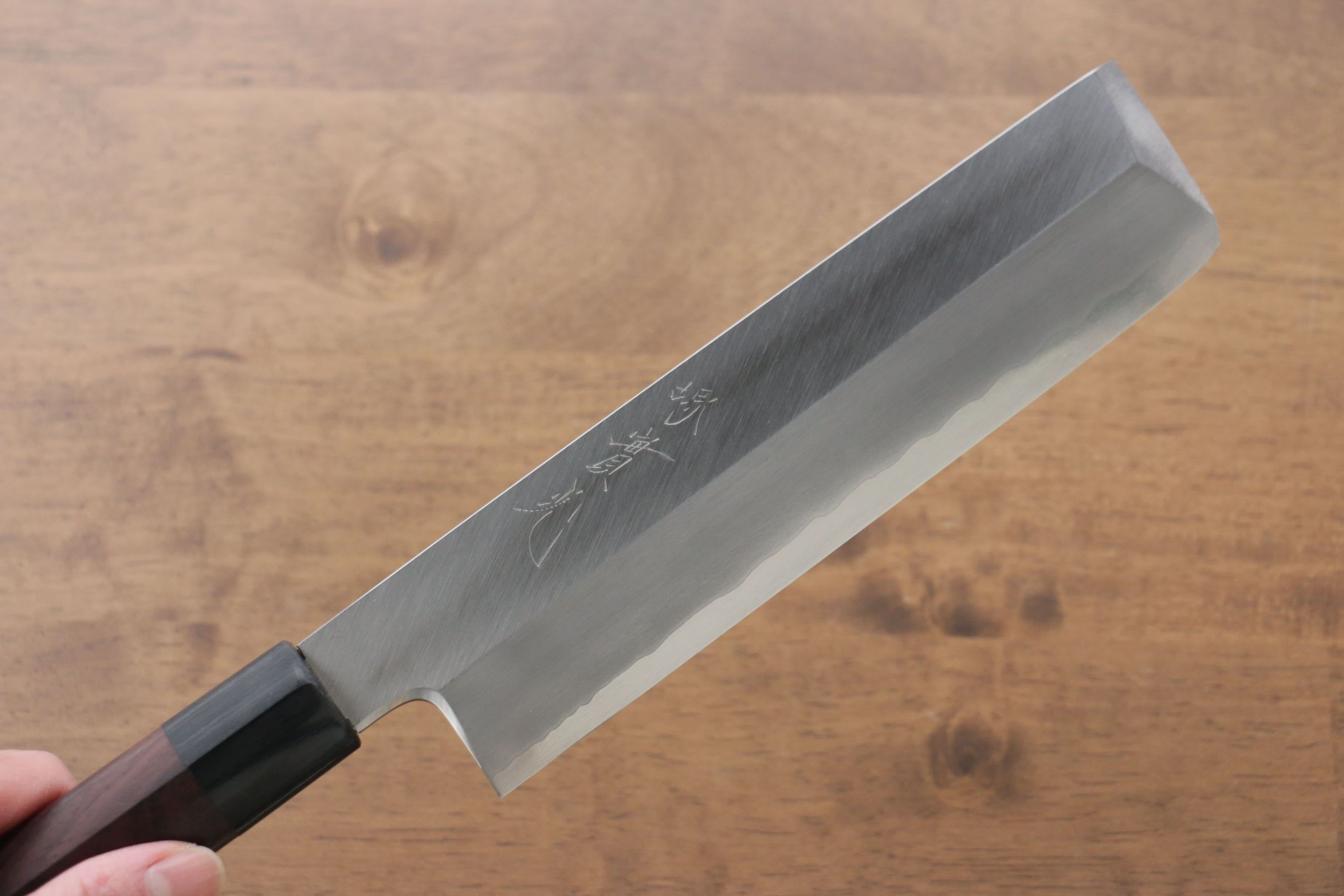 Jikko Silver Steel No.3 Usuba Japanese Kitchen Knife 195mm with Premium Shitan Handle - Perfect for Sushi, Vegetables & Precision Cutting