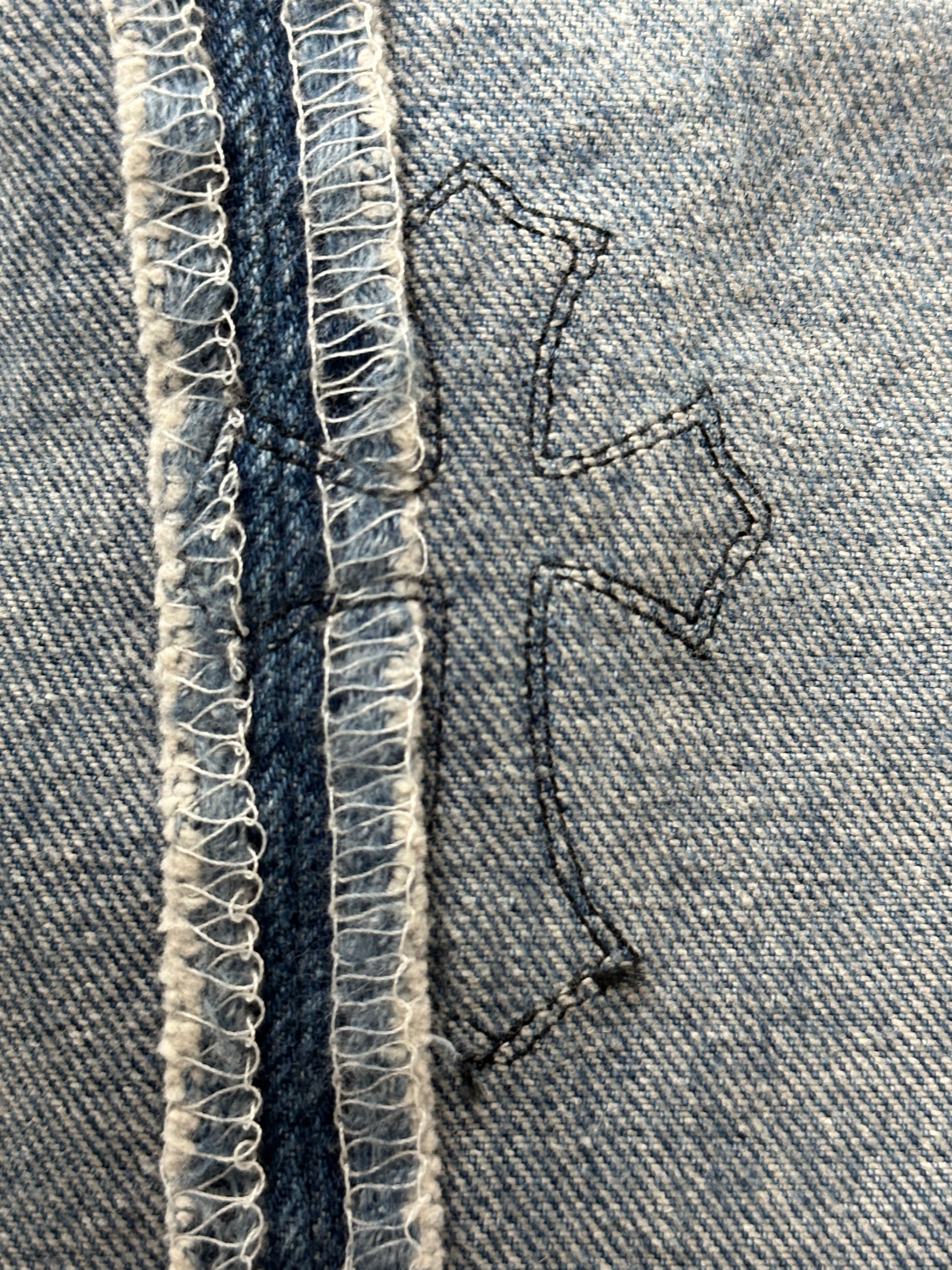 Chrome Hearts x Levi's Blue & Black Cross Patch Denim Jeans for Men - Stylish Vintage Streetwear for Casual Outfits and Night Out