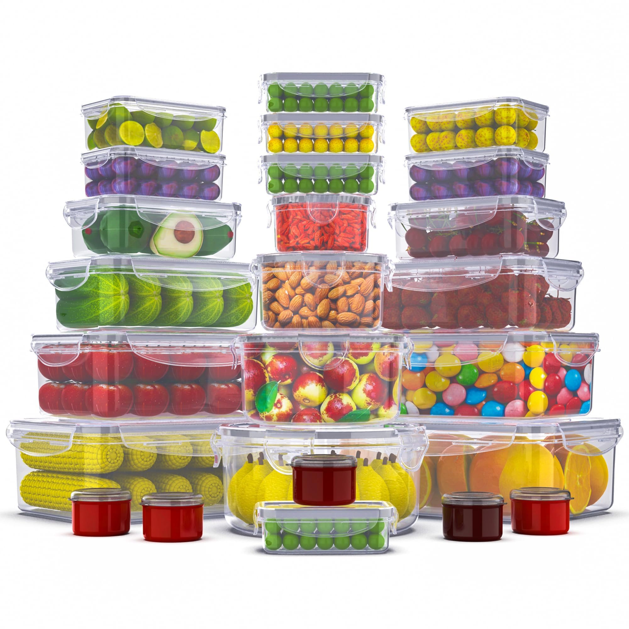 RockBerry 50-Piece Large Food Storage Container Set with Lids - Airtight BPA-Free Leakproof Containers (85oz to Small Sizes, Total 526oz) - Stackable Kitchen Organizers for Pantry, Freezer & Microwave Safe - Perfect for Meal Prep, Leftovers & Bulk Food Storage
