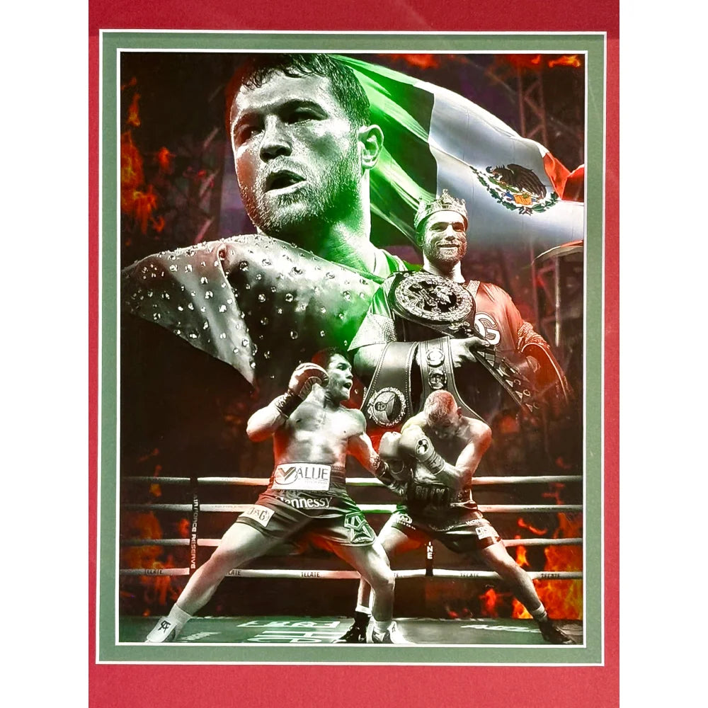 Authentic Canelo Alvarez Autographed Boxing Glove & Photo Collage - Framed with JSA COA - Perfect for Boxing Fans & Sports Memorabilia Collectors