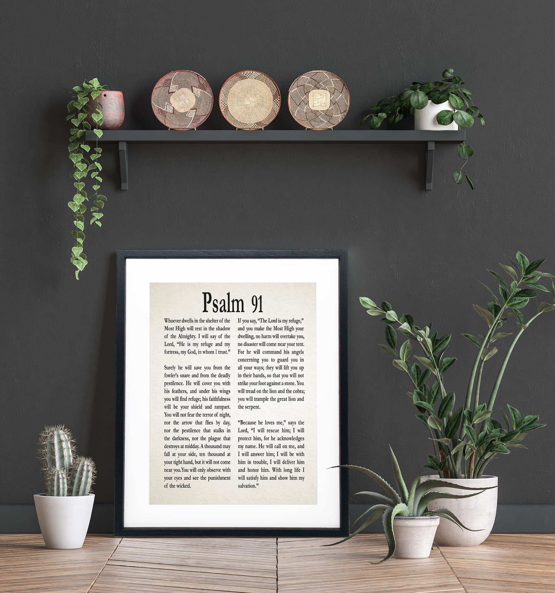 Framed Psalm 91 Print - Christian Bible Verse Wall Art Decor, Religious Gift for Home, Office & Bedroom - Inspirational Scripture Poster (5x7 Inches, Ivory) | Perfect for Prayer Rooms, Church Gifts & Spiritual Encouragement