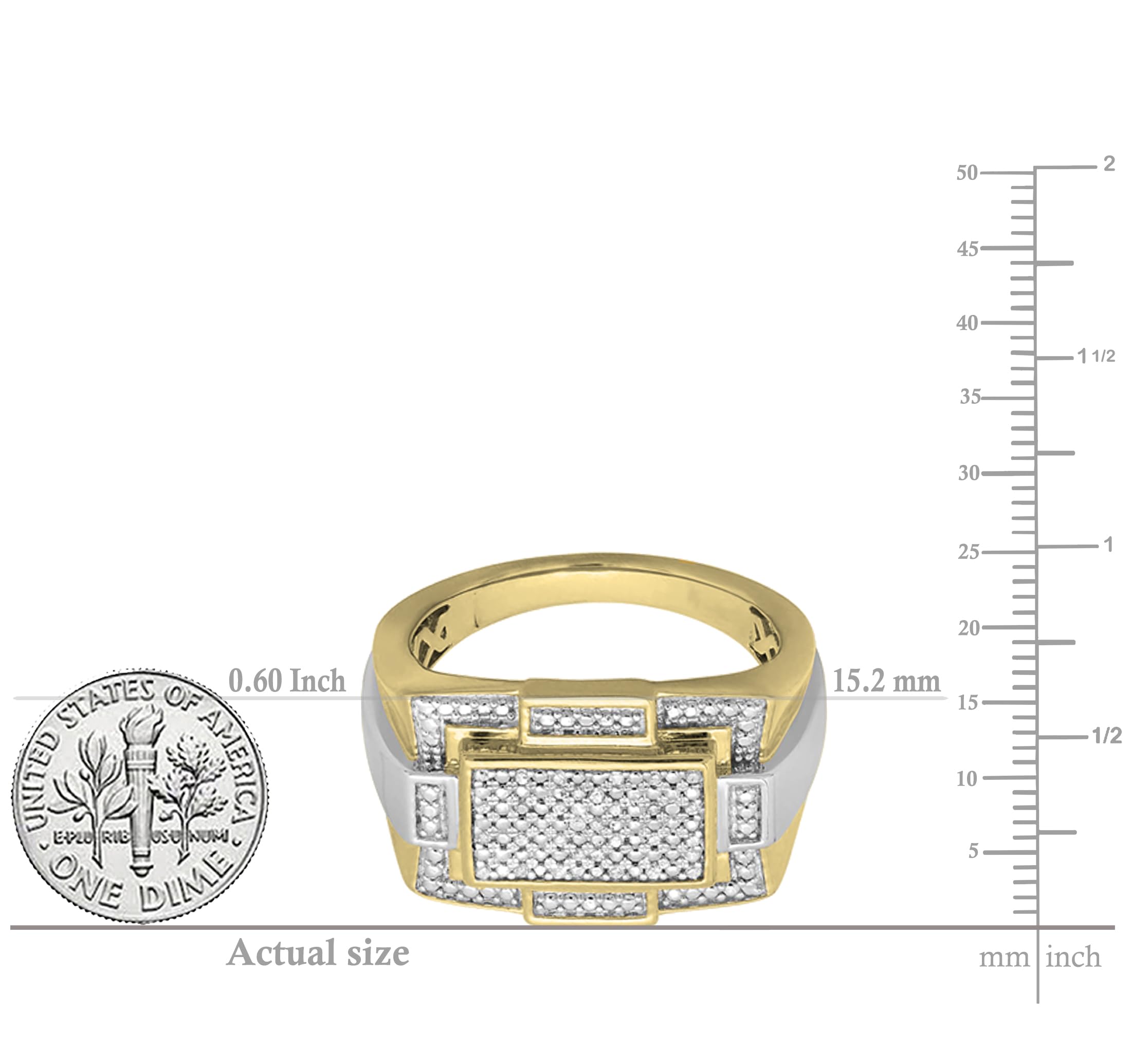 0.12 Carat Round White Diamond Men's Wedding Band - Yellow Gold Plated Sterling Silver Ring for Anniversary, Engagement & Special Occasions | Dazzlingrock Collection