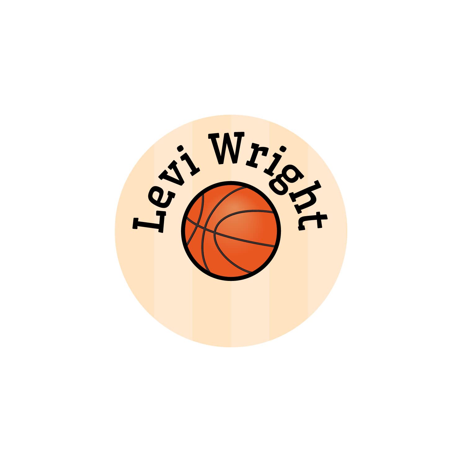 Custom Circle Iron-On Name Labels for Clothing & Fabrics - 80 Laundry-Safe Waterproof Name Stickers (Basketball Design) - Personalized Labels for Daycare, School, Camp & Home - Perfect for Organizing Kids' Clothes, Sports Uniforms & Gear