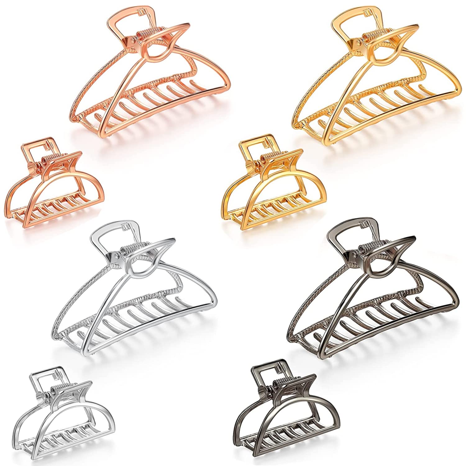 8-Piece Metal Hair Claw Clips Set - 3 Inch Large Hair Clips & 1.57 Inch Small Half Bun Pins for Women | Durable Hair Accessories for Ponytails, Buns & Everyday Styling