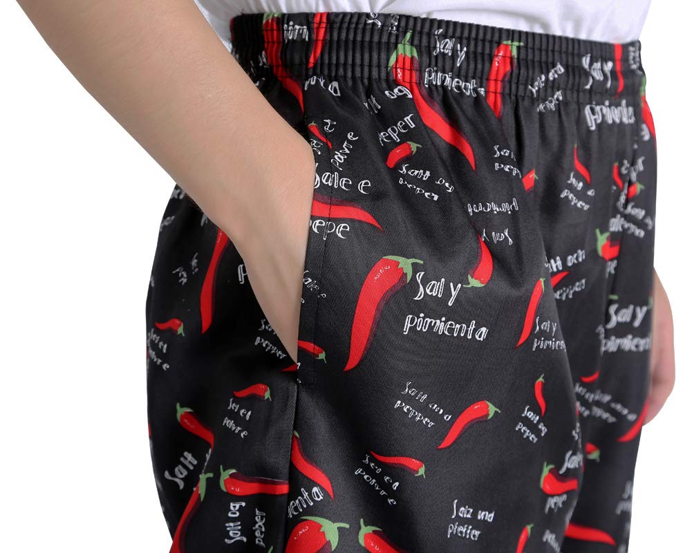 Stylish Unisex Baggy Printed Chef Pants - Elastic Waist Floral Kitchen Uniforms for Restaurant & Culinary Professionals - Perfect for Cooking, Baking & Food Service Work