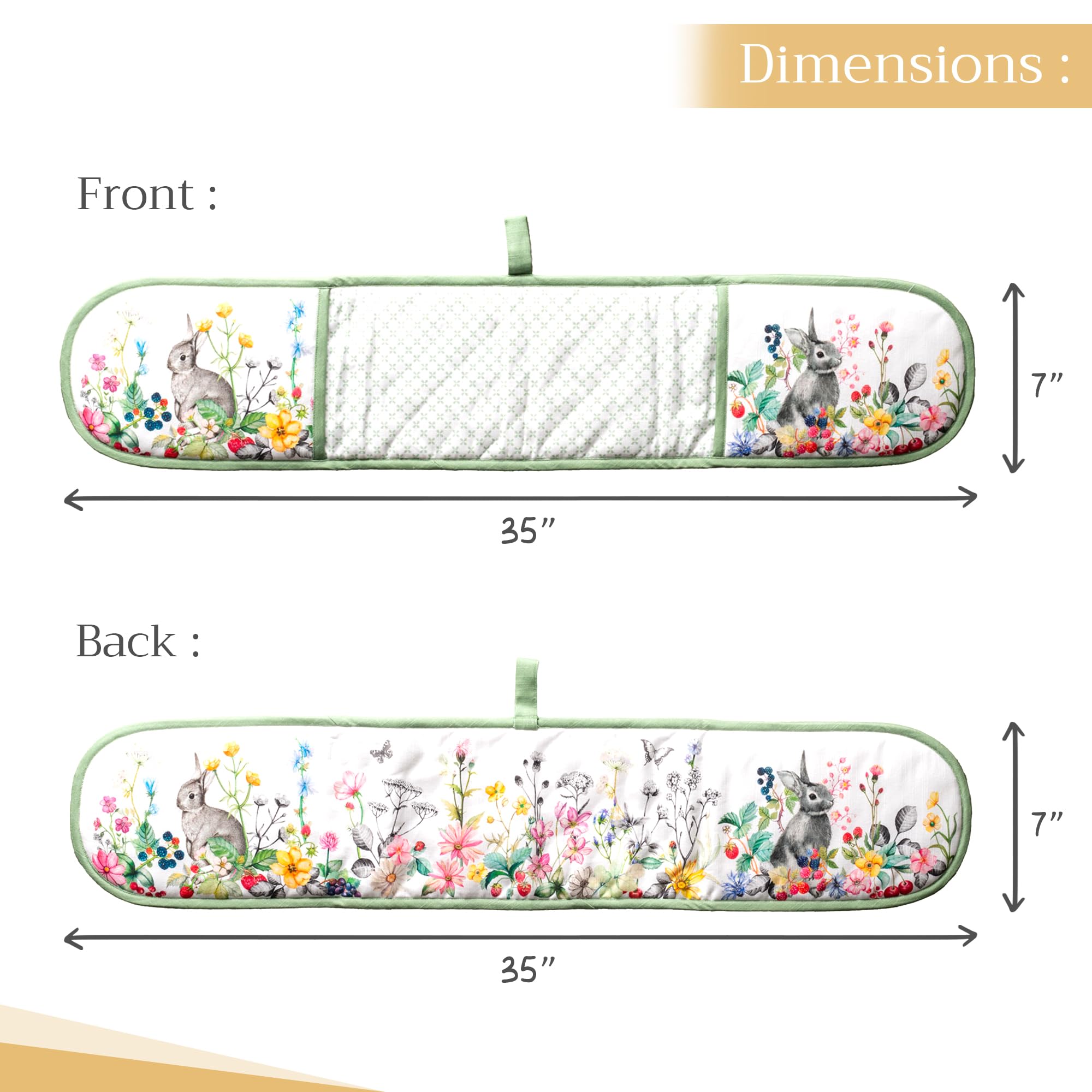 Hermès-Inspired Double Oven Mitts Set - 100% Cotton Heat Resistant BBQ Gloves (7