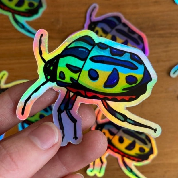 Holographic Beetle Stickers - Waterproof Vinyl Decals for Laptops, Water Bottles & DIY Crafts - Durable & Weatherproof for Outdoor Use