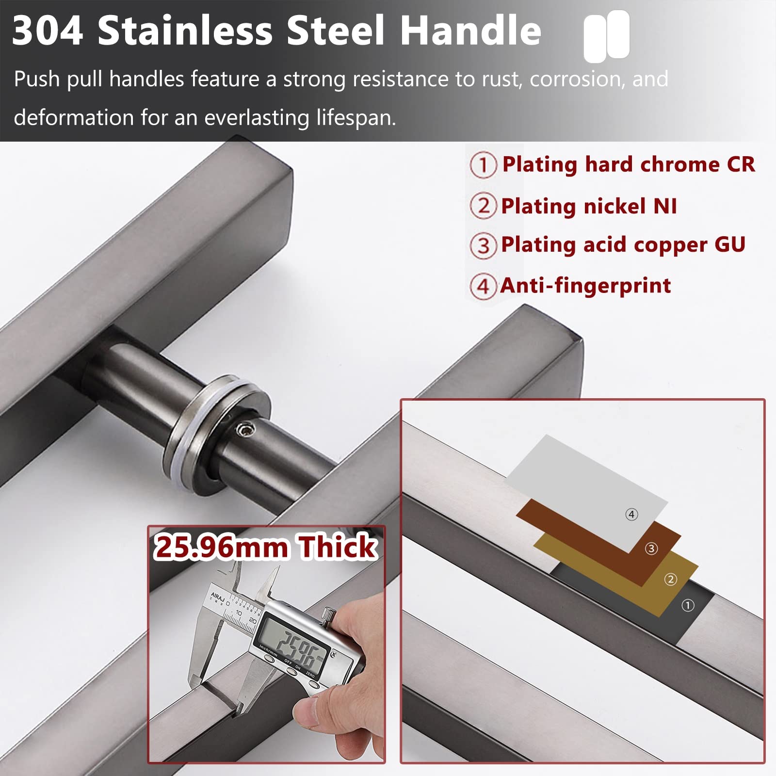 Modern H-Shaped Front Entry Door Handle - Gold Stainless Steel Double-Sided Door Pull for Indoor Barn, Wood, Sliding Glass & Gate Doors (100cm/39.5in) - Perfect for Home, Office & Commercial Spaces