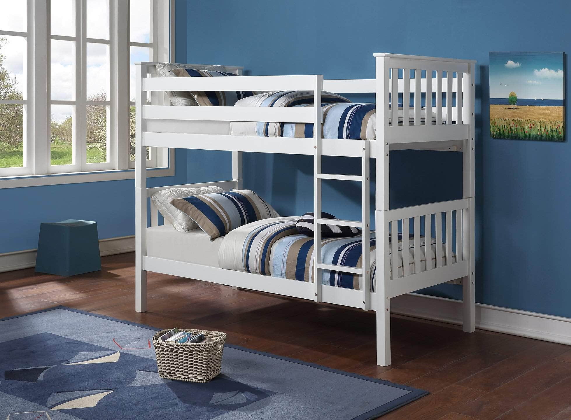 Tofino Twin Over Twin Wooden Bunk Bed - Solid Wood Construction, 3 Color Options (White, Natural, Espresso) - Perfect for Kids' Bedrooms, Vacation Homes & Space-Saving Solutions