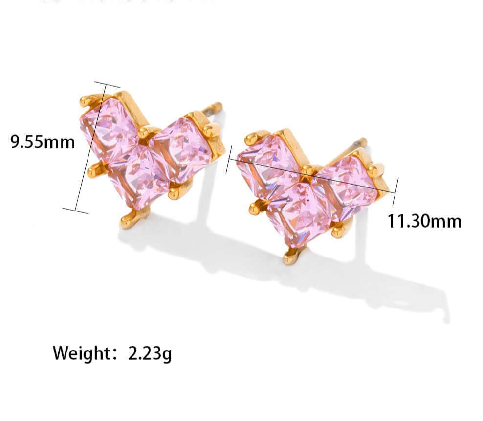 18K Gold Plated Cubic Zirconia Heart Earrings for Women - Elegant Valentine's Day Gift, Anniversary Present, or Everyday Jewelry - Hypoallergenic & Tarnish-Free