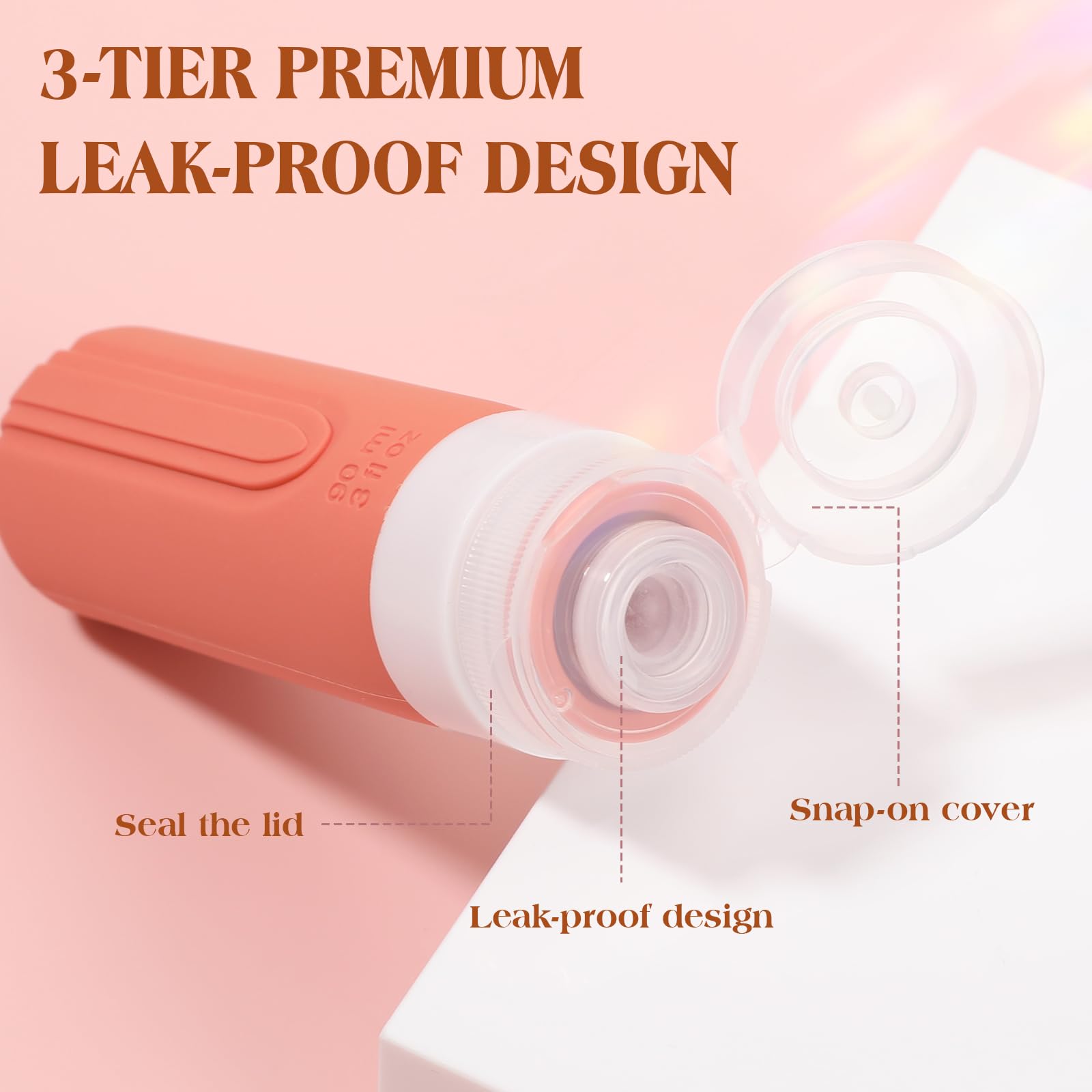 5 Pack TSA Approved Leak Proof Travel Bottles for Toiletries - 3oz Refillable Silicone Containers for Shampoo, Conditioner & Lotion - Perfect for Air Travel, Gym, Camping & Vacation Essentials