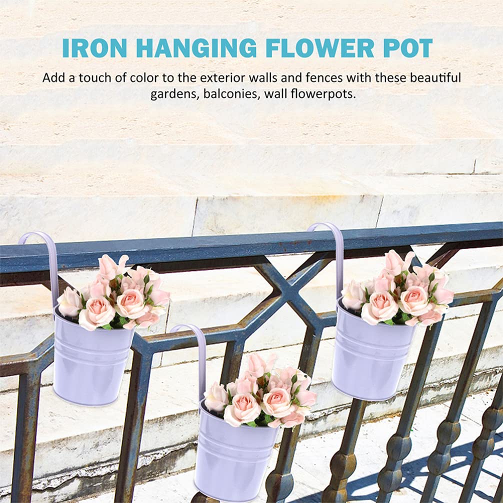 Hanging Flower Pots - Space Saving Decorative Bucket Planter for Indoor/Outdoor Plants - Perfect for Balcony, Garden, Patio & Home Decor