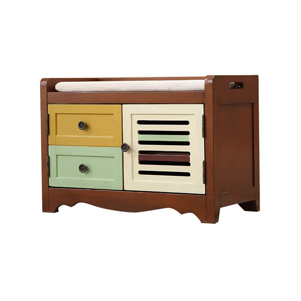 Multi-Layer Solid Wood Shoe Cabinet - Space Saving Shoe Storage Bench for Hallway, Heavy Duty Retro Foot Stool & Decorative Shoe Rack | Perfect for Entryway Organization & Small Space Living