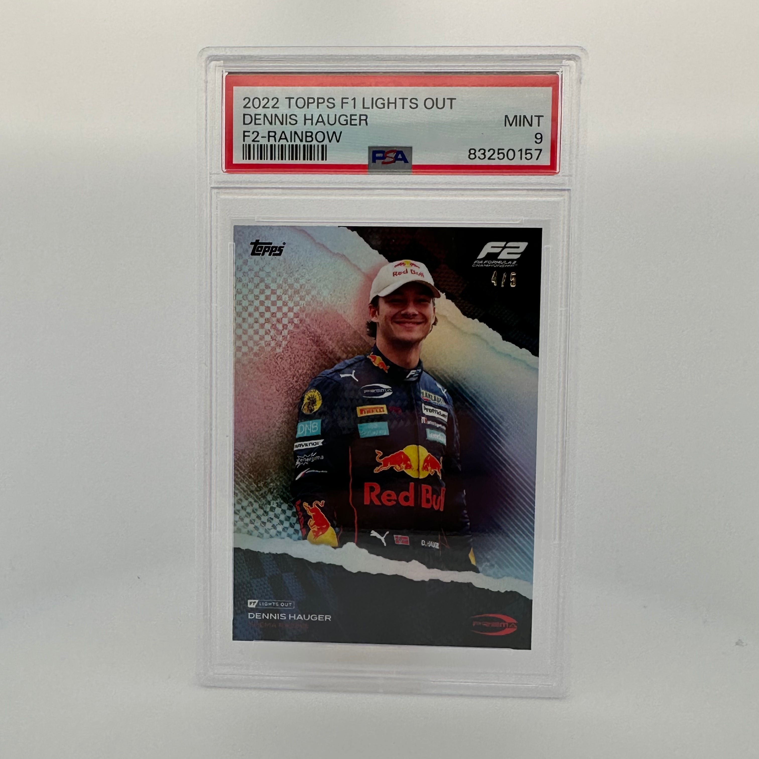 PSA 9 Graded Dennis Hauger F2 Rainbow Parallel Trading Card - Perfect for Collectors, Investors & Racing Fans