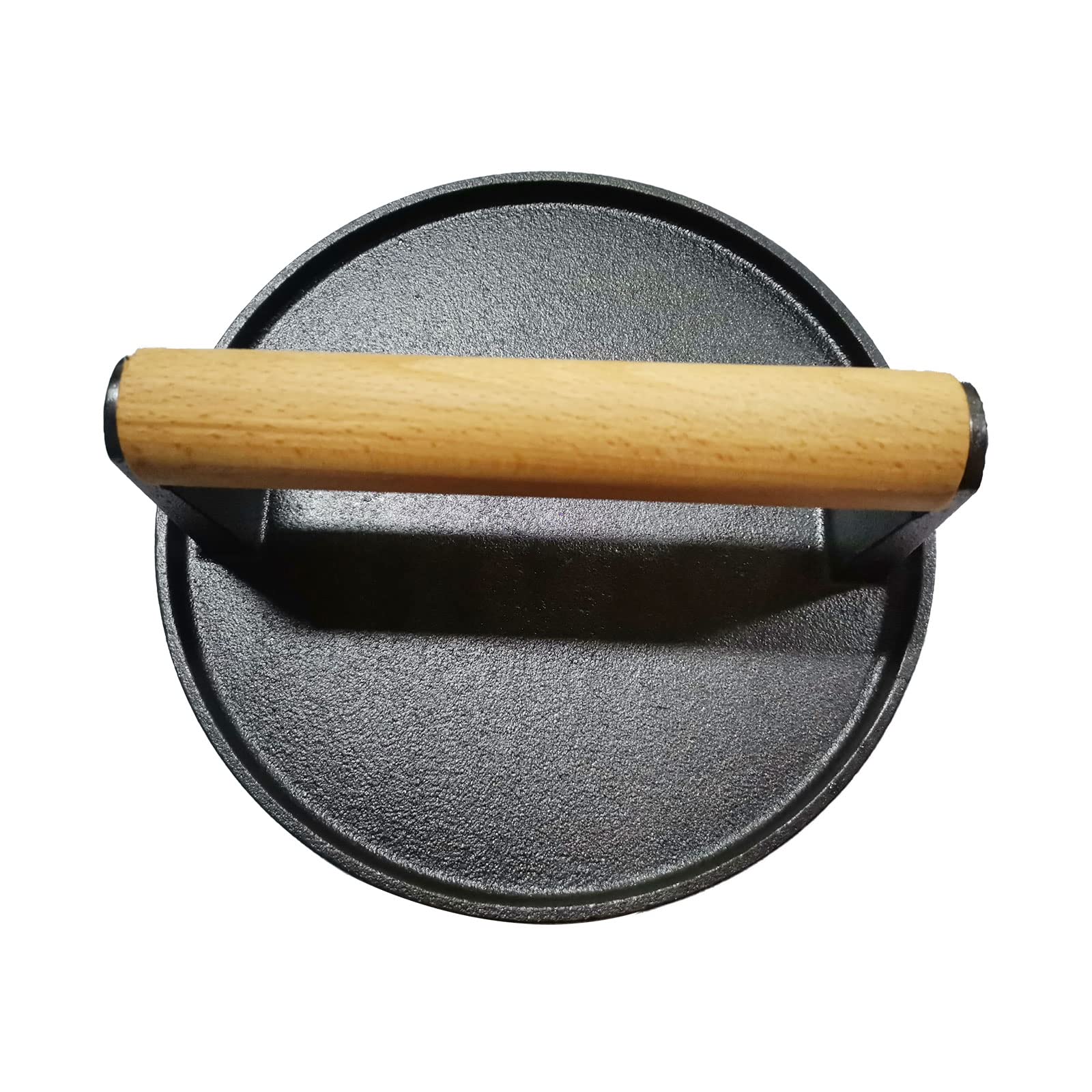Heavy Duty Round Bacon Burger Press with Wood Handle - Perfect for Grilling, BBQ, and Making Juicy Burgers at Home
