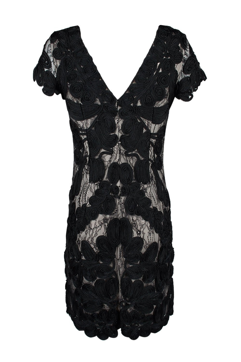 JS Collections Elegant Embroidered Lace Cocktail Dress for Women - Perfect for Evening Parties, Weddings & Special Occasions