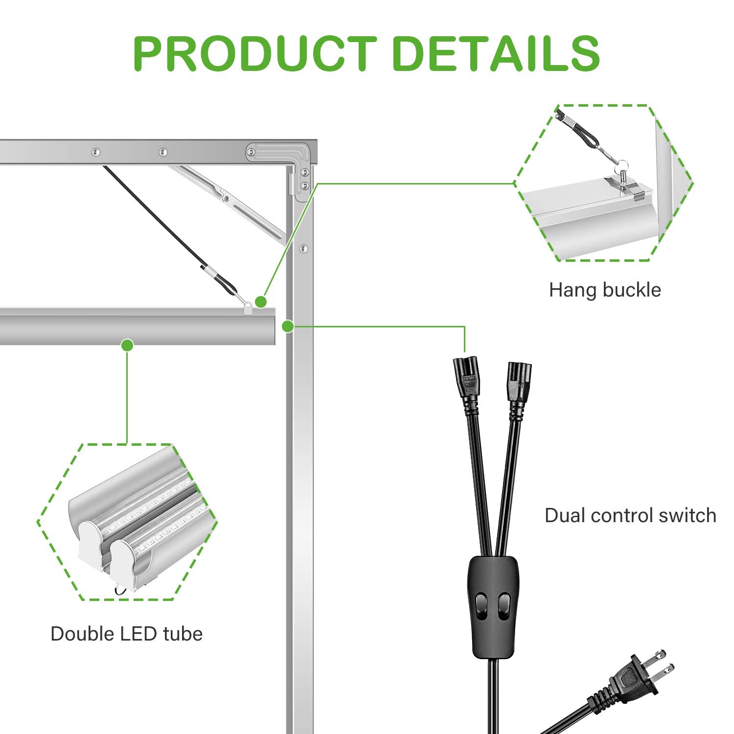 iPower 70W 4ft LED Grow Light Stand with Double Tube & Dual Switch - Foldable Plant Light for Seed Starting, Propagation - Includes 2 Bulbs (Perfect for Indoor Gardening, Hydroponics & Greenhouse Use)