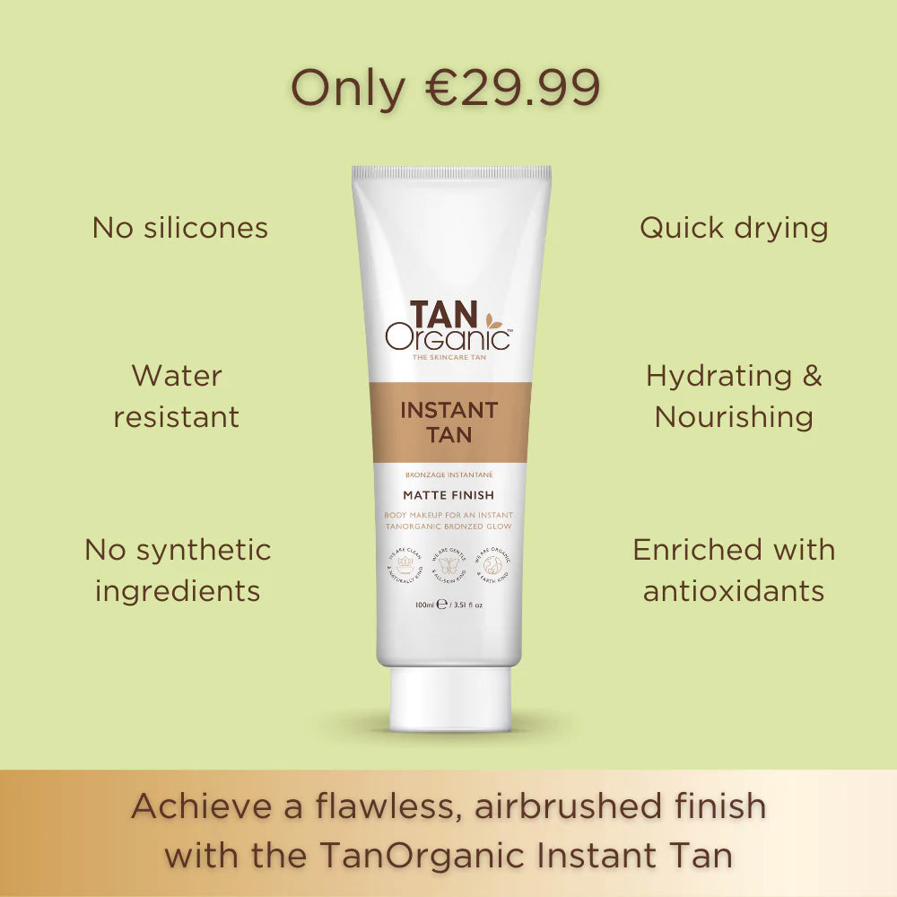 TanOrganic Instant Tan Matte Self Tanner 100ml - Natural Sunless Tanning Lotion for a Streak-Free Glow | Perfect for Face & Body, Pre-Party Prep & Vacation Tan