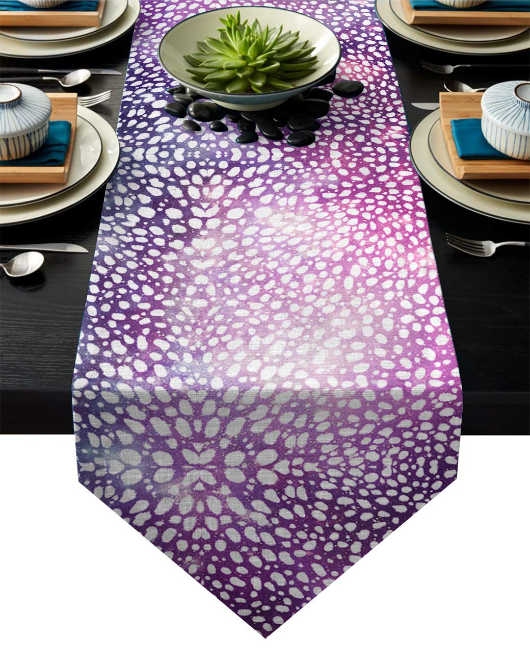 Libaoge Leopard Print Table Runner 18x72 Inches - Shining Fantasy Starry Sky Design for Dining Table, Foyer, Parties, Wedding & Home Decor (46x183cm) | Perfect for Holiday Gatherings & Everyday Use