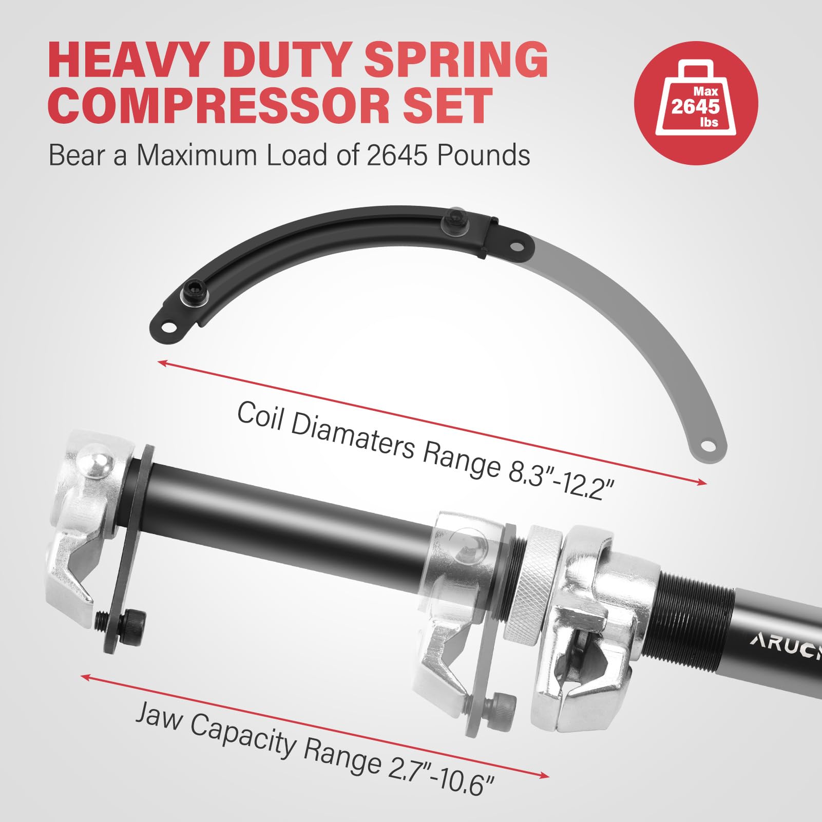 Heavy Duty Coil Spring Compressor Tool Kit - 2645 lb Capacity MacPherson Strut Spring Compressor Set with Safety Bracket for Car & Truck Suspension Repair | Garage & Auto Shop Use