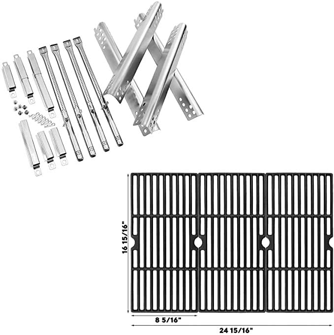 Uniflasy Replacement Grill Parts Kit for Charbroil Advantage 463240015, 463240115, 463343015, 463344015 Gas Grills - Includes Cooking Grates, Heat Plate Shields, Burner Tubes & Crossover Tubes - Perfect for Backyard BBQ, Outdoor Cooking & Grill Maintenance
