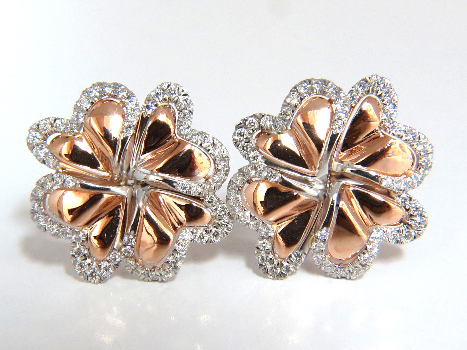 1.40ct 3D Heart Link Chain Circle Earrings in 18KT Rose Gold - Elegant Omega Back Jewelry for Valentine's Day, Anniversary & Special Occasion Gifts
