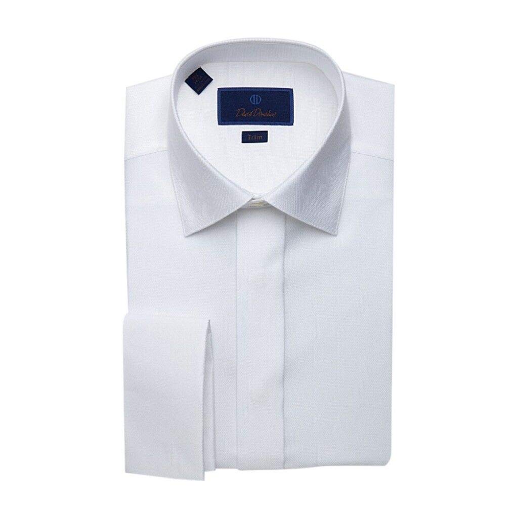 Men's Slim Fit Diamond Pattern French Cuff Dress Shirt - Premium Formal Wear for Business, Weddings & Special Occasions