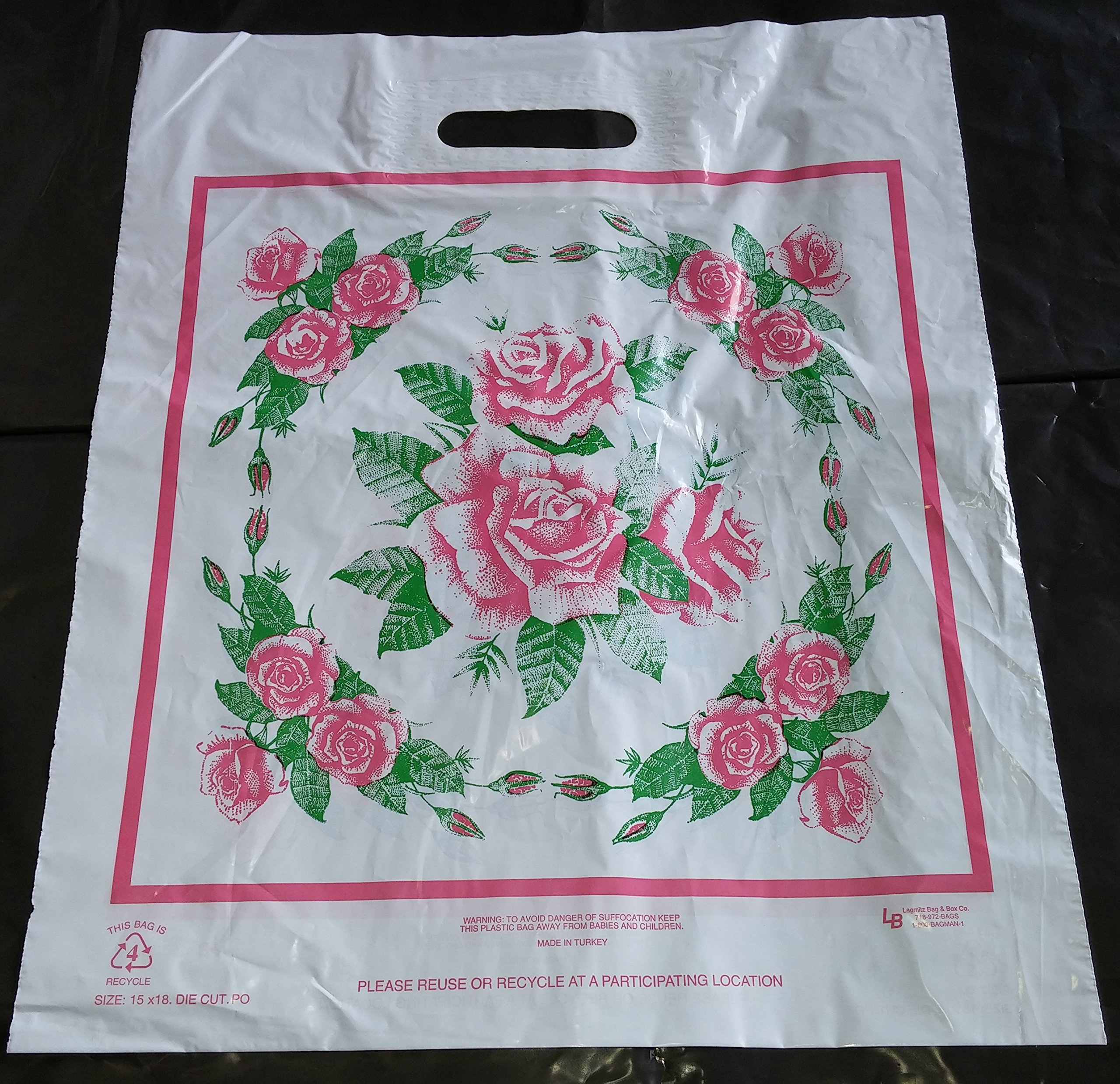 1000pcs White Plastic Shopping Bags with Die-Cut Handles (15x18 Inches) - Bulk Pack of 1000 Retail Bags for Grocery, Boutique & Party Favors - 15.8 Cents per Bag (Case of 1000)