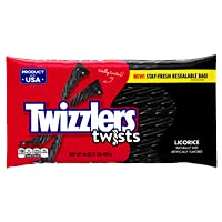 20-Pack Twizzlers Black Licorice Twists - 16 Oz Chewy Candy for Halloween, Movie Nights & Road Trips