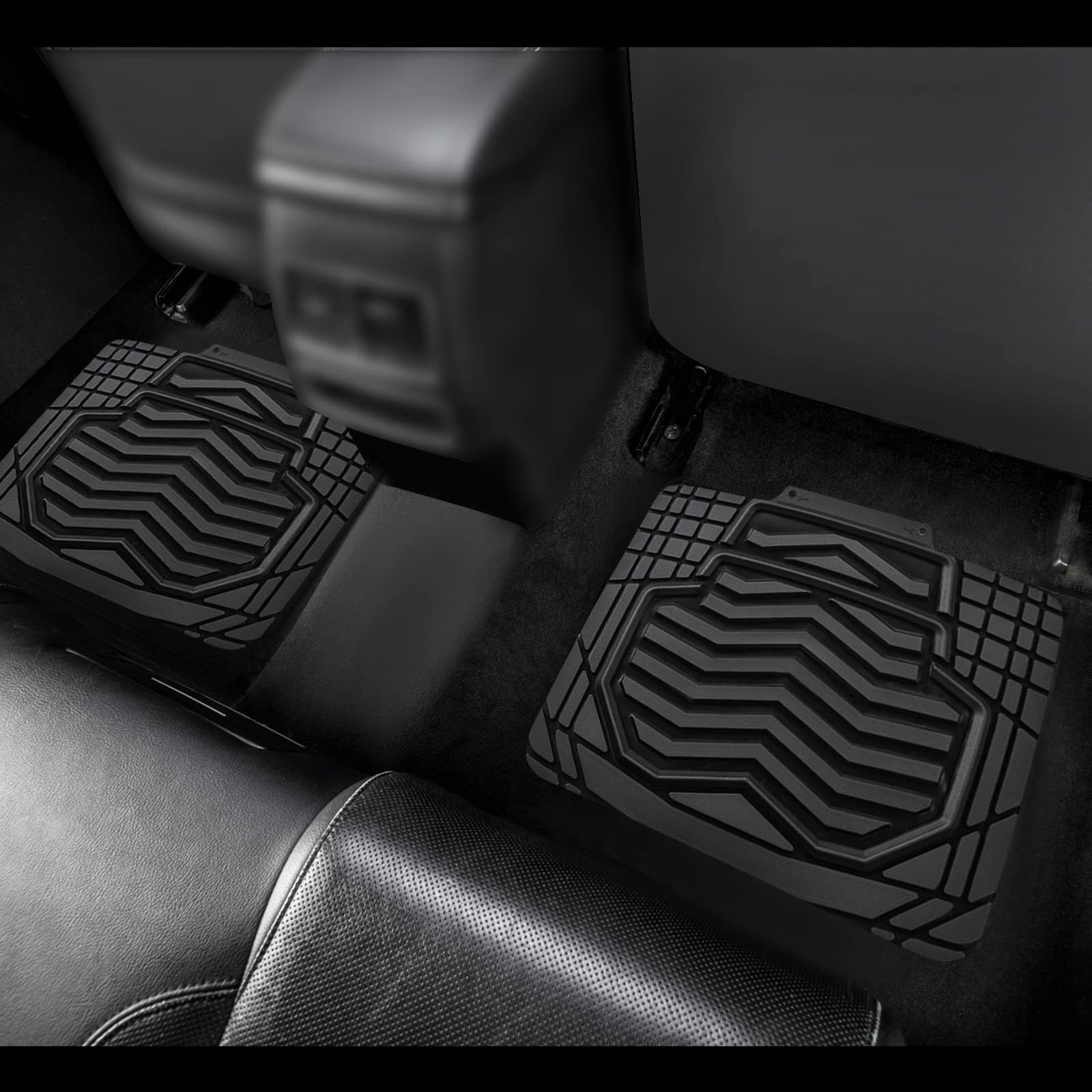Premium All-Weather Heavy Duty Rubber Car Floor Mats - Universal Fit for Sedans, SUVs, Trucks & Vans (4-Piece Set, Black/Silver) | Durable Protection Against Dirt, Mud & Spills - Perfect for Daily Commute, Road Trips & Outdoor Adventures