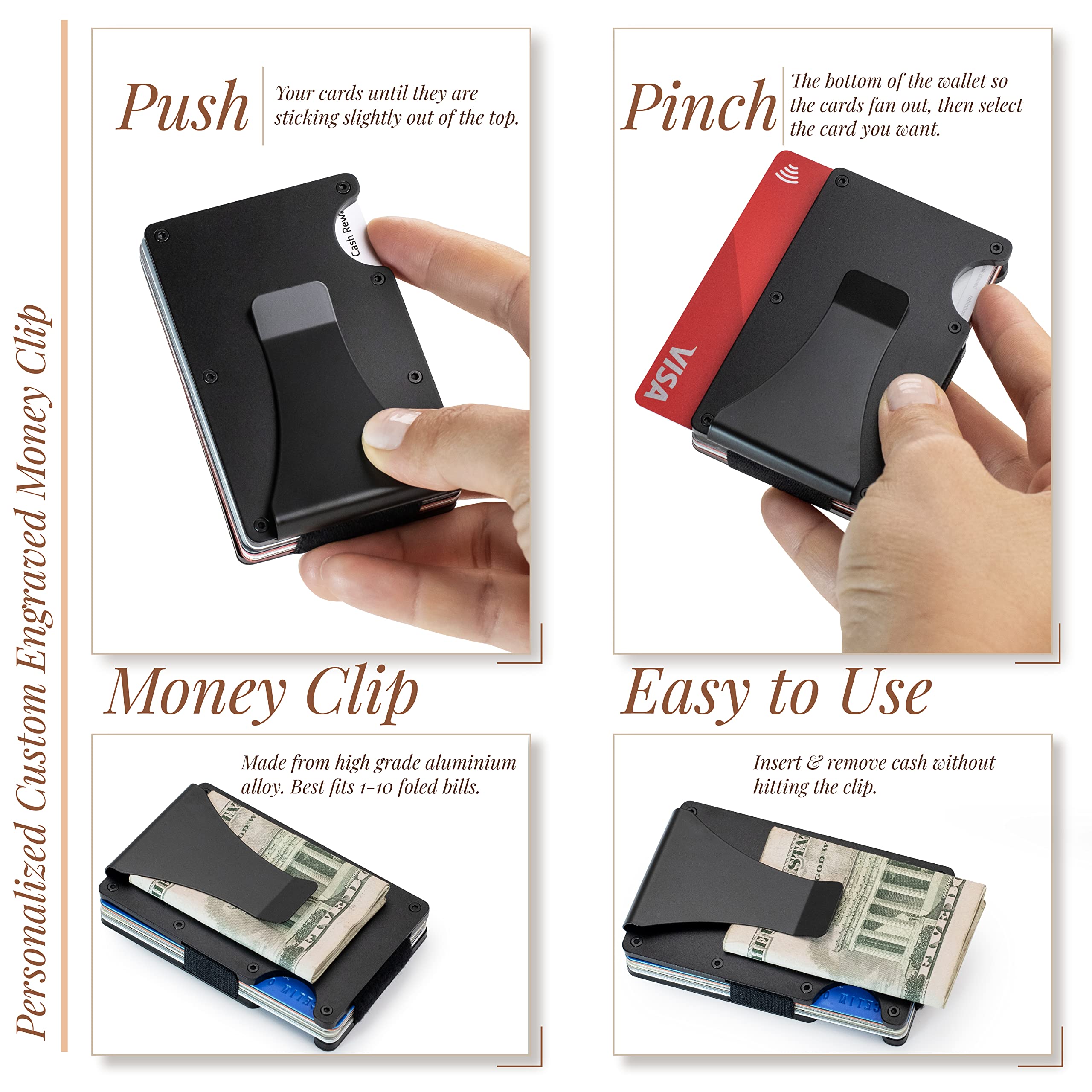 Personalized Groomsmen Gift Set of 3 - Custom Engraved Wallets for Wedding Proposal, Best Man & Groomsmen Gifts for Men - Perfect for Bachelor Party, Wedding Party & Special Occasions