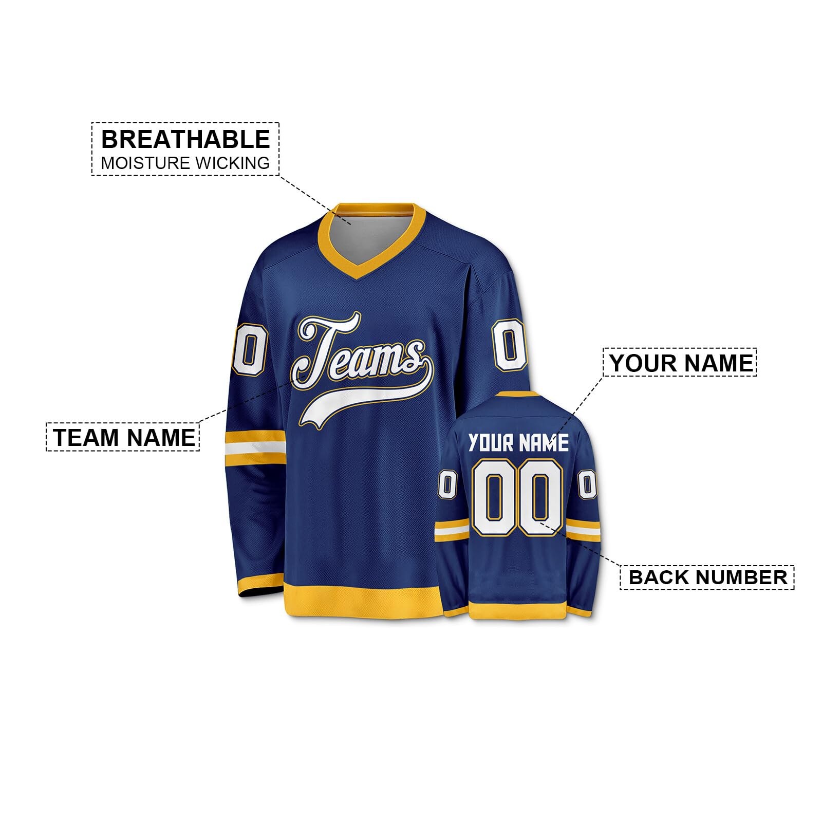 Custom Personalized Ice Hockey Jerseys for Men, Women & Youth - Add Your Name & Number - Sports Fan Gifts - Sizes S to 6XL - Perfect for Games, Tournaments & Fan Apparel