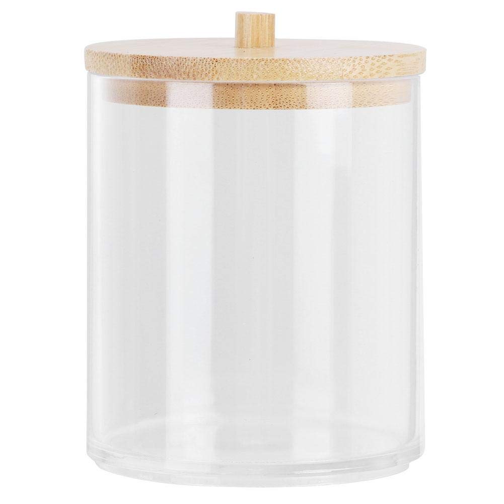 European Style Glass Spice Jars with Bamboo Lids - Transparent Seasoning Containers for Kitchen, Cotton Swab Storage Box - Perfect for Spices, Herbs & Beauty Essentials (Set of 1)