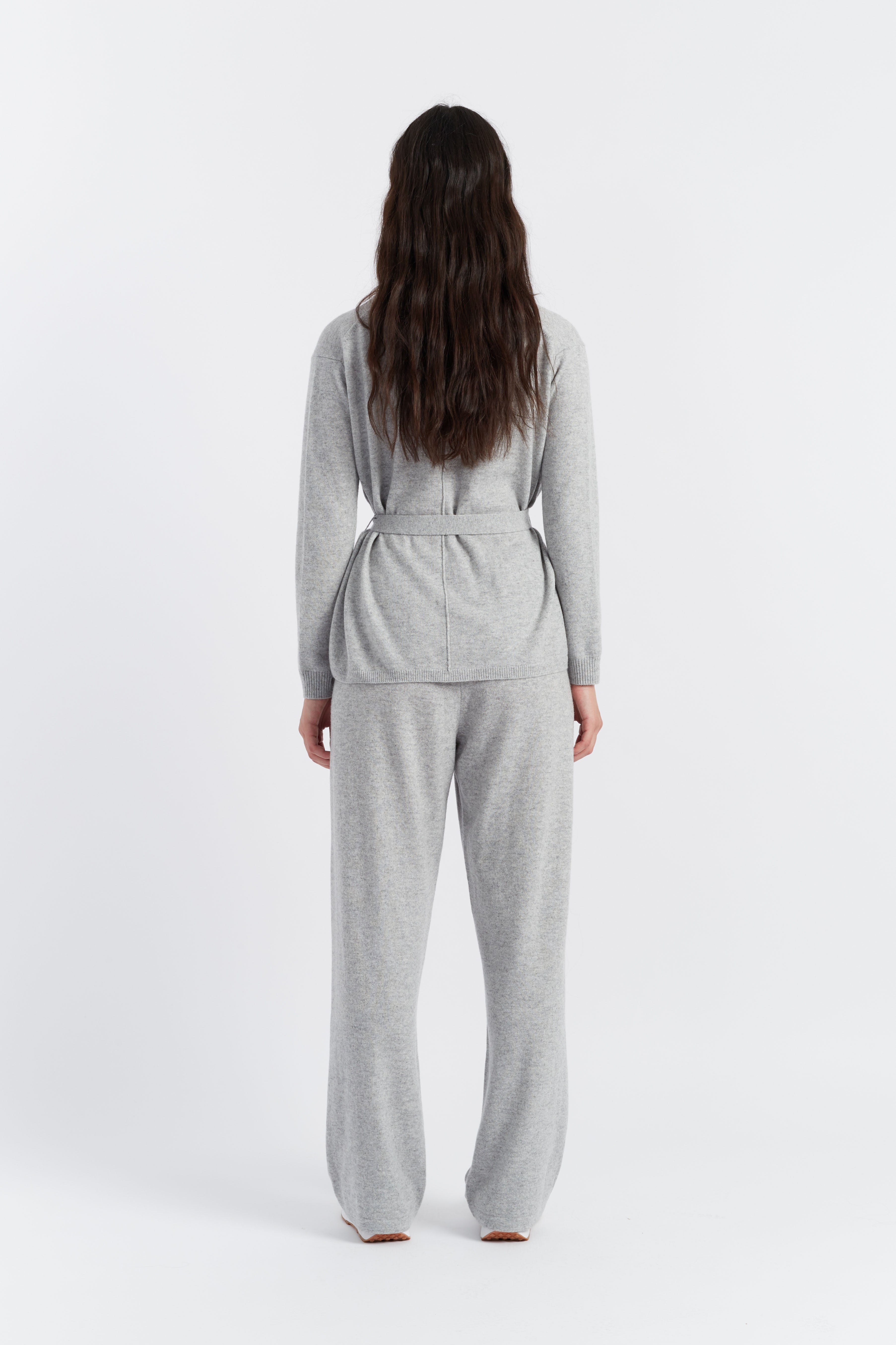 Light Grey Wool Cashmere Wrap Cardigan - Soft Warm Women's Sweater for Fall & Winter - Perfect for Office, Lounge & Travel