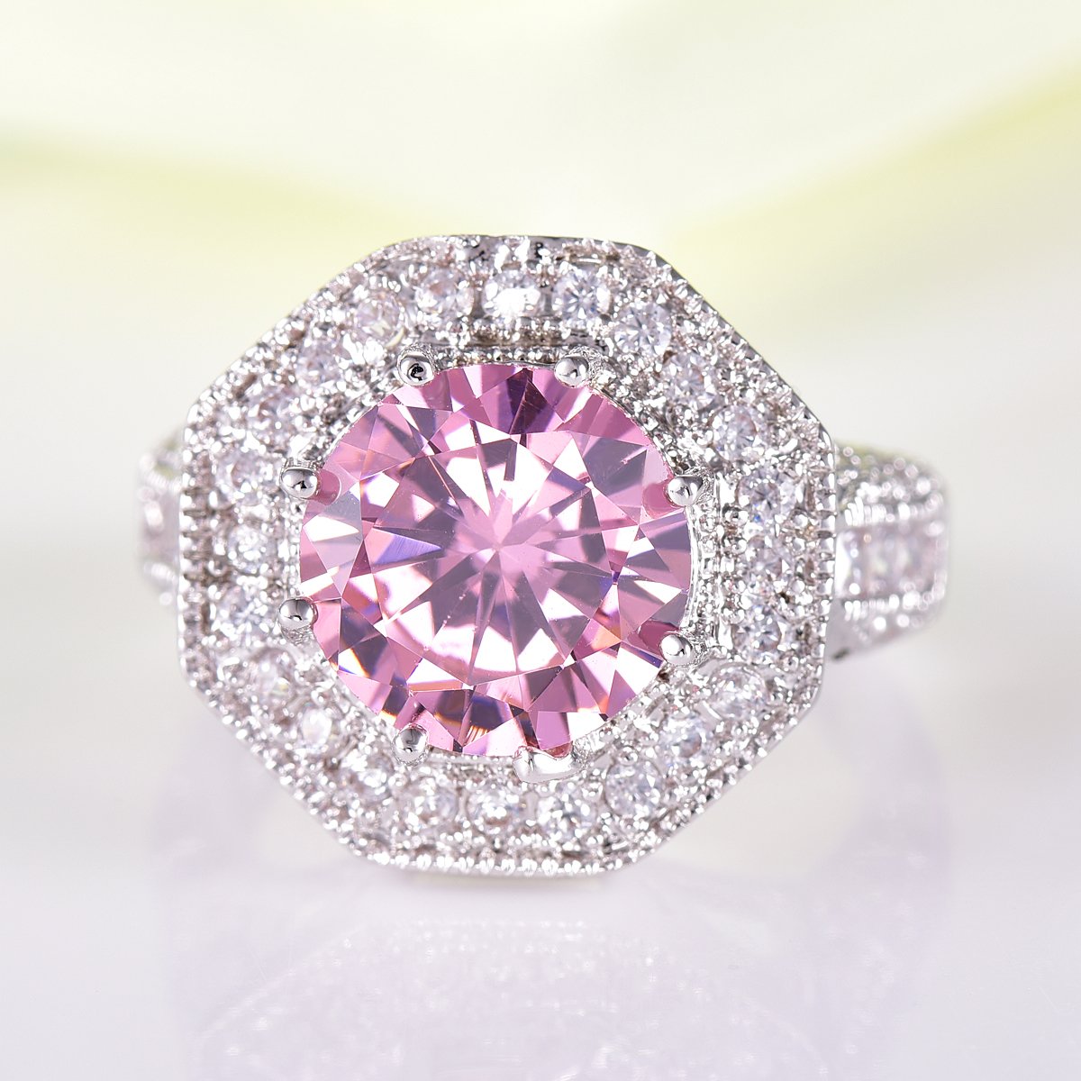 925 Sterling Silver Plated Cubic Zirconia Halo Cocktail Ring for Women - Elegant Evening Party Jewelry Gift for Anniversary, Engagement & Special Occasions