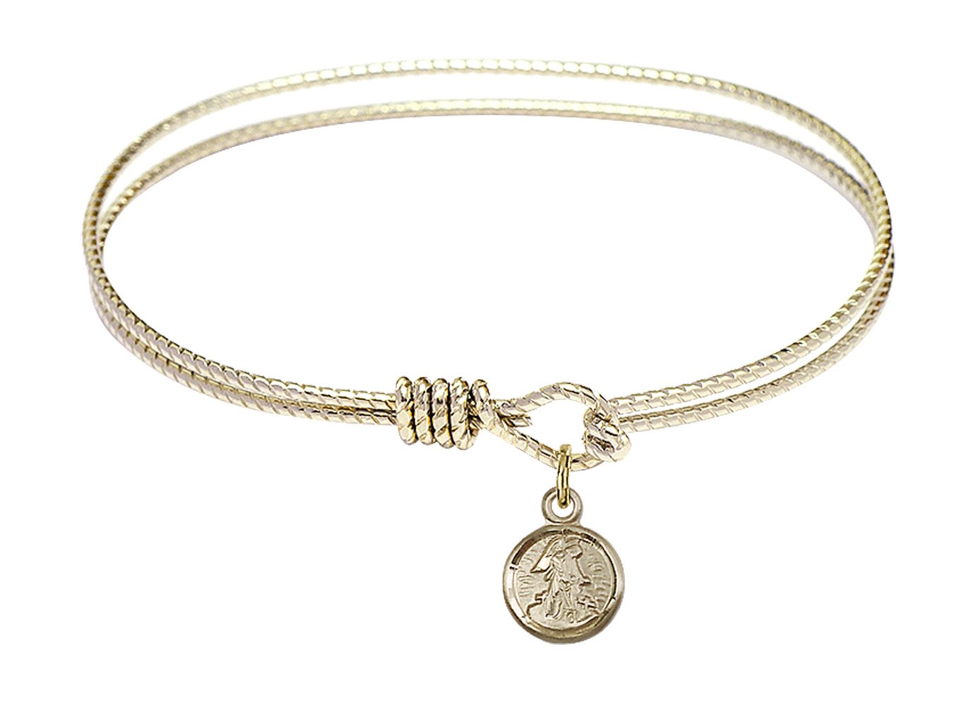 F A Dumont 6.25 Inch Oval Eye Hook Bangle Bracelet with Guardian Angel Charm - Elegant Jewelry for Women, Gift for Birthday, Anniversary & Special Occasions
